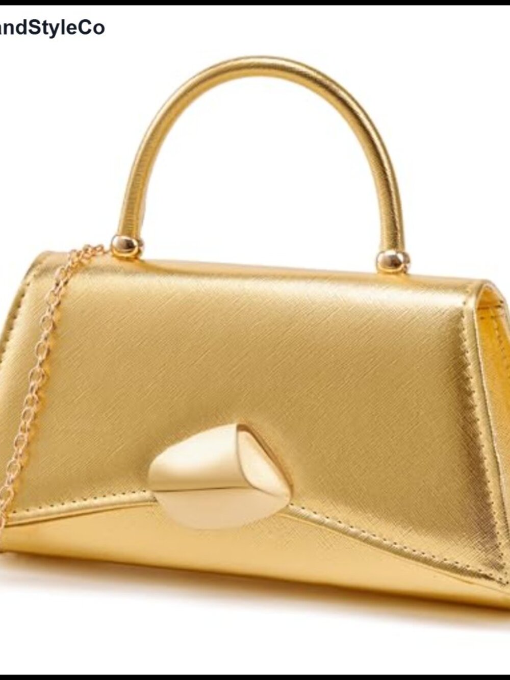PU Leather Evening Clutch with Top Handle Magnetic Buckle